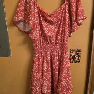 Peach Love California Red Floral Mini Dress